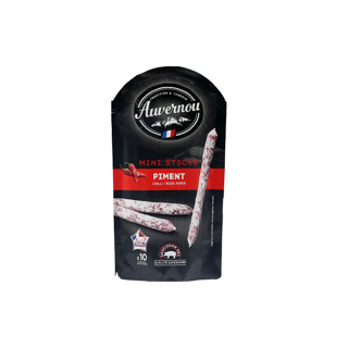 Dry Sausage Mini Sticks Chilli VPF Auvernou Doypack 100gr | per pack